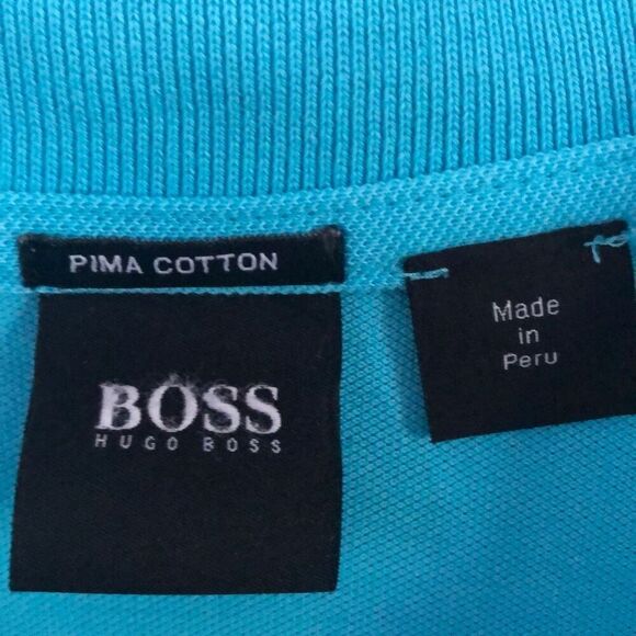 BOSS Hugo Boss Pima cotton Turquoise polo shirt, size, M - Picture 2 of 4